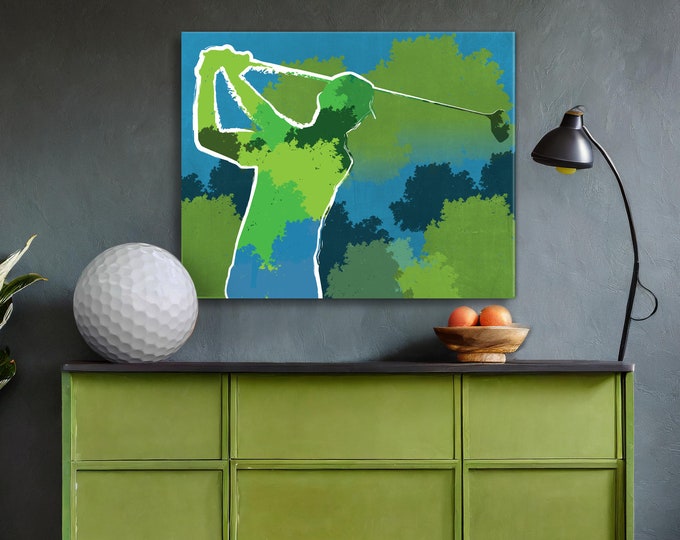 Golf Modern Wall Art Boys Room Decor Large Canvas Art Man Cave Golf Gift PGA Office Design Customizable Golf Ball Game Room Decoration