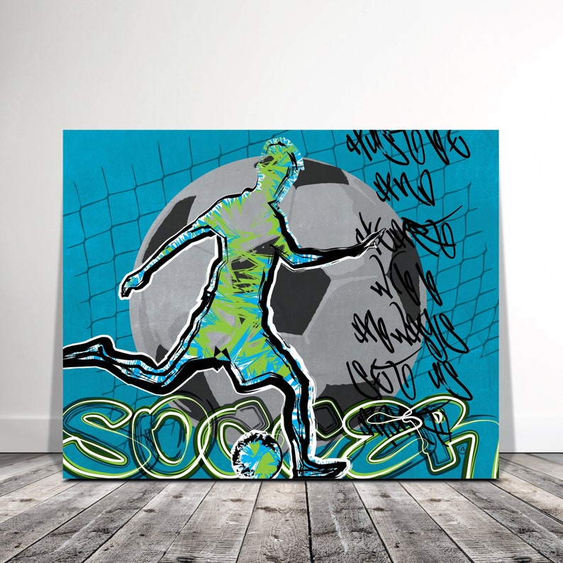Soccer Graffiti Wall Art Large Canvas Art for Kids Sports Etsy