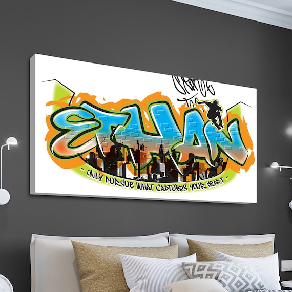 Graffiti Skate Name Art Custom Graffiti Canvas Art Boys Room Etsy