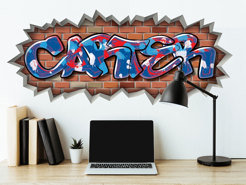 Custom Graffiti Removable Brick Wall Decal Name Art Street Etsy