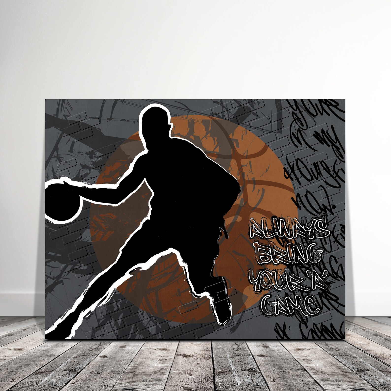 Basketball Graffiti Wall Art Sports Canvas Art for Boys Man Etsy
