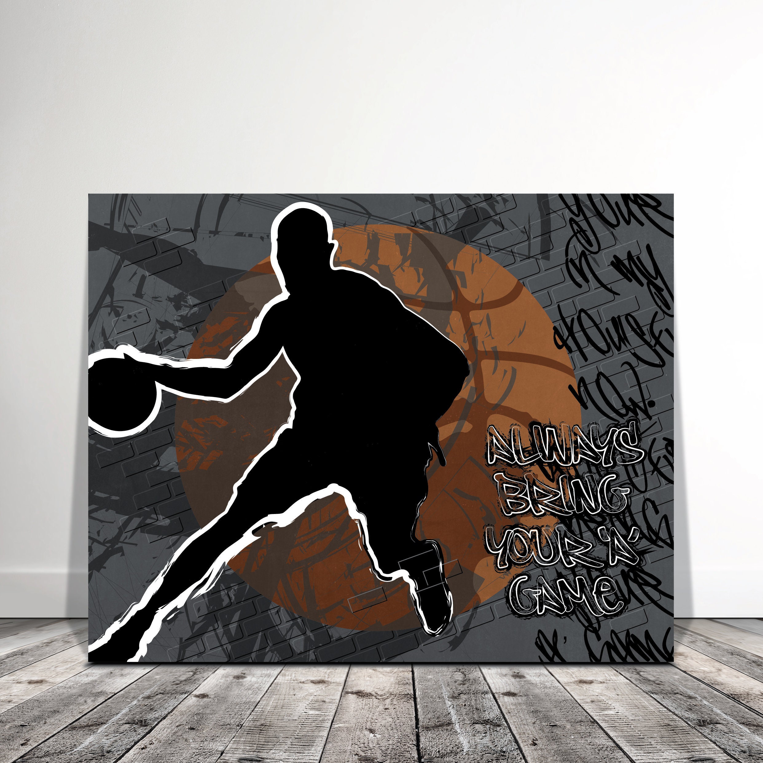 Basketball Graffiti Wall Art Sports Canvas Art for Boys Man Etsy