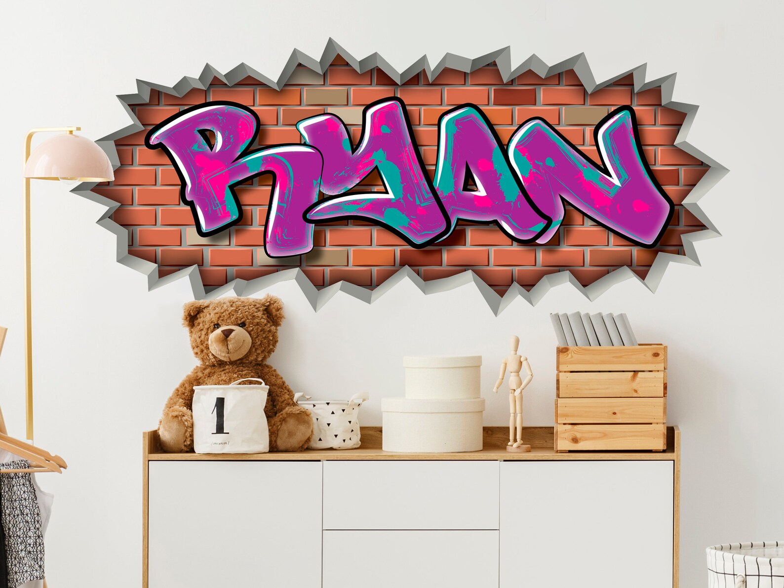 Custom Graffiti Removable Brick Wall Decal Name Art Street Etsy