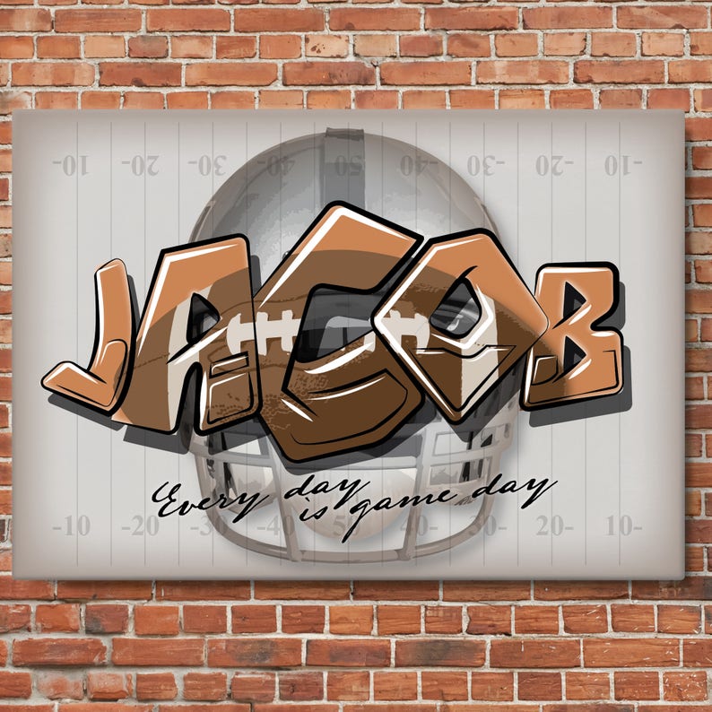 Football Custom Graffiti Canvas Sports Canvas Art Large Wall Etsy