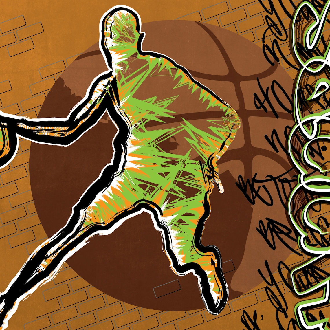 Basketball Wall Art Graffiti Large Color Canvas Art for Kids Etsy