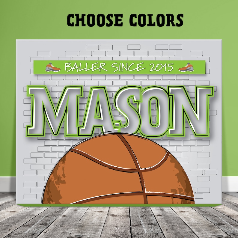 Basketball Name Art Sports Art Boys Room Decor Large Kids Etsy