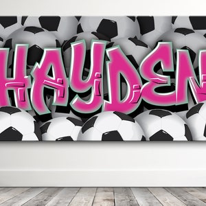 Soccer Football Sports Graffiti Name Custom Canvas Room Decor Wall Art Futbol Player Messi Ronaldo Neymar Kylian Salah Bruyne Boys Bedroom