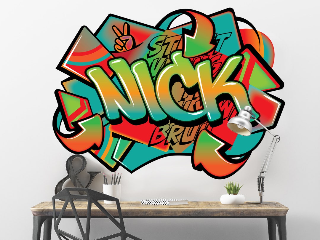 Graffiti Name Wall Decor Custom Boys Bedroom Graffiti Wall Murals