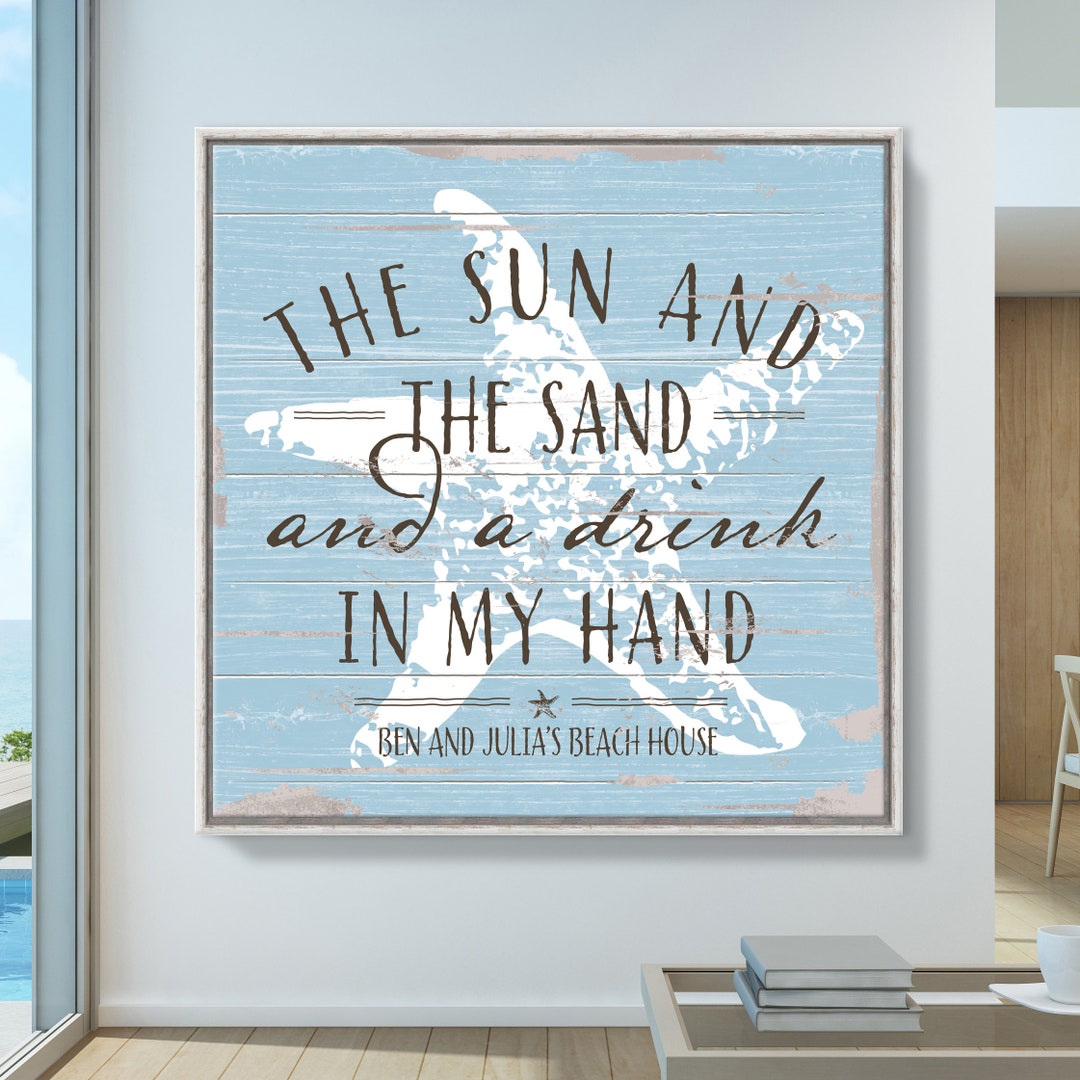 Beach Starfish Custom Rustic Canvas Inspirational Quote Beach Wall Art