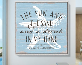 Beach Starfish Custom Rustic Canvas Inspirational Quote Beach Wall Art Large Canvas For Beach House Gift for Her Custom Beach Quote Print