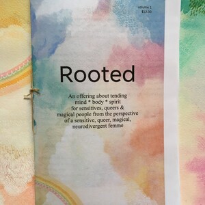 Rooted Embodiment Practices for Sensitives, Queers and Magical People zine by clover brown