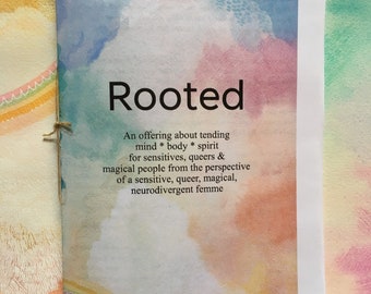 Rooted Embodiment Practices for Sensitives, Queers and Magical People zine by clover brown