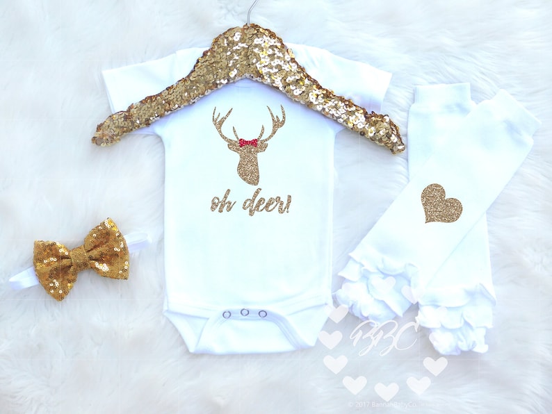 Baby Girl Clothes Oh Deer Baby Girl Outfit Baby Girl Deer Shirt Country Girl Baby Headband Leg Warmers One Piece Set