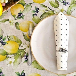 Servilletas de algodón Florette color beige y verde, estilo provenzal francés, ideales para la mesa, la cocina o el comedor. Regalo perfecto.