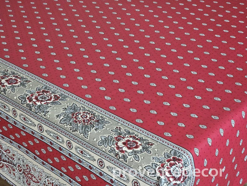 ProvenceDecorUSA Bastide French Country Cotton Coated Tablecloth - Thumbnail 5