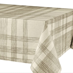 CAMPAGNE TAUPE Rectangular French Country Tablecloths -French Oilcloth Cotton Coated Spill Proof Wipe Off Cloth- Rectangle Party Table Cover
