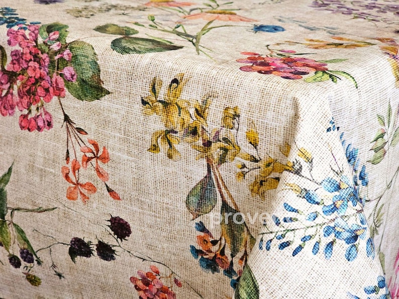 AMELIE WILDFLOWERS Rectangle Coated Tablecloth French Oilcloth Wipeable Fabric Rectangular Table Cover Wedding Birthday Party Gifts imagen 8