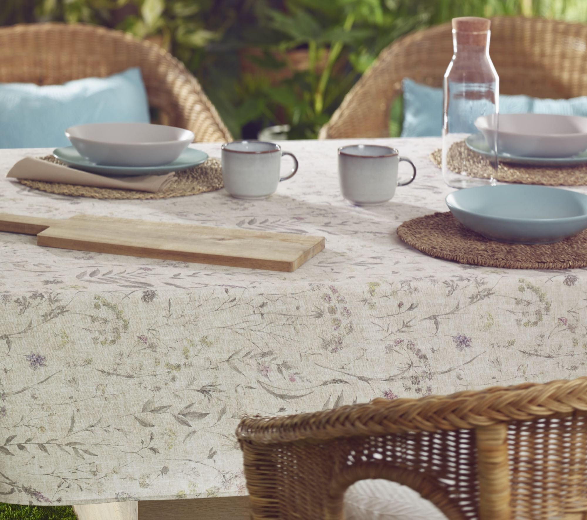 Lavender Dreams ~ French Provencal White Country Table Cloth