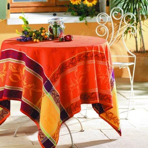 LEMON ORANGE French Jacquard Cotton Woven Tablecloths - French Country Provence Lemon Table Cover - Elegant Home Table Decor Gifts