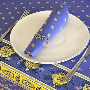 BASTIDE BLUE YELLOW Napkin Set French Country Cloth Napkin Provencal Floral Medallion Print Kitchen Decor Farmhouse Table Spring Gift Accent