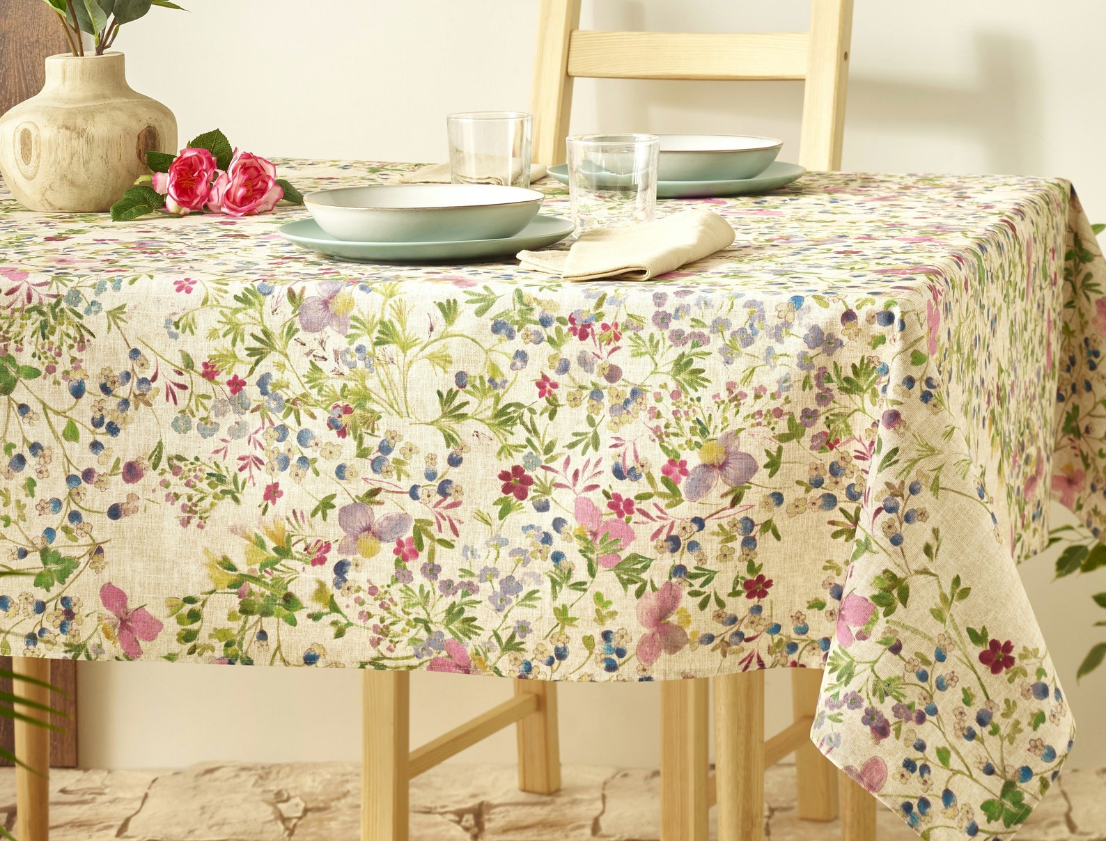 French Country Wildflowers Outdoor Tablecloth