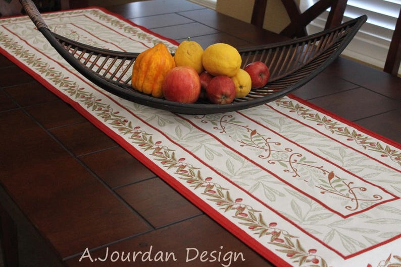 OLIVES RED Jacquard Woven Tapestry Decorative Table Runners Etsy