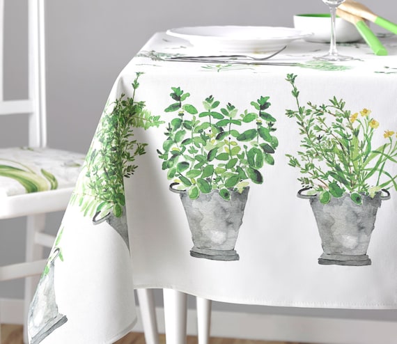 PROVENCE GARDEN WHITE French Herbs Wildflowers Rectangular  