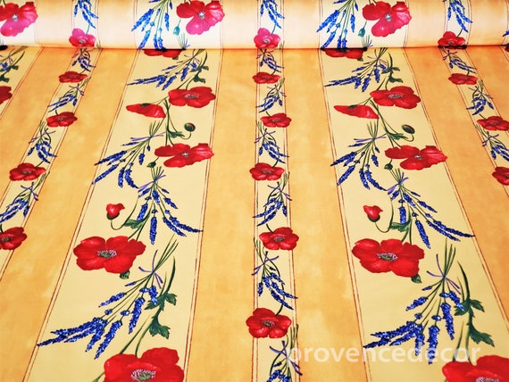 POPPY LAVENDER YELLOW Fabric by the Yard 61in Wide Acrylic Cotton 
