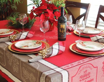 ウィリアムズ・ソノマ クリスマスの前の夜 レッド ジャカード テーブル