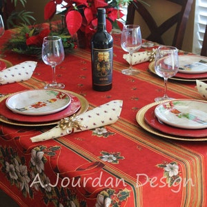 CHRISTMAS PARTY Stain Wrinkle Resistant French Tablecloths - High quality Polyester Indoor Outdoor Christmas Table Decor - Home Decor Gifts