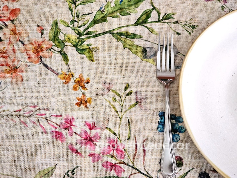 AMELIE WILDFLOWERS Rectangle Coated Tablecloth French Oilcloth Wipeable Fabric Rectangular Table Cover Wedding Birthday Party Gifts imagen 5
