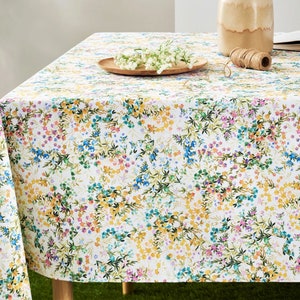 SALE FLEURINE WILDFLOWERS Rectangular Tablecloth French Oilcloth Cotton Coated Wipeable Floral Print Spring Garden Dining Gift Decor Idea