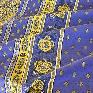 70in BASTIDE BLUE YELLOW Round Acrylic Cotton Coated Tablecloths French Country Oilcloth Stain Resistant Wipe Off Fabric Party Table Decor image 7