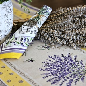 PROVENCE LAVENDER YELLOW Jacquard Woven Tapestry Table Runner - French Country Wildflowers Table Decor - French Lavender Home Decor Gifts
