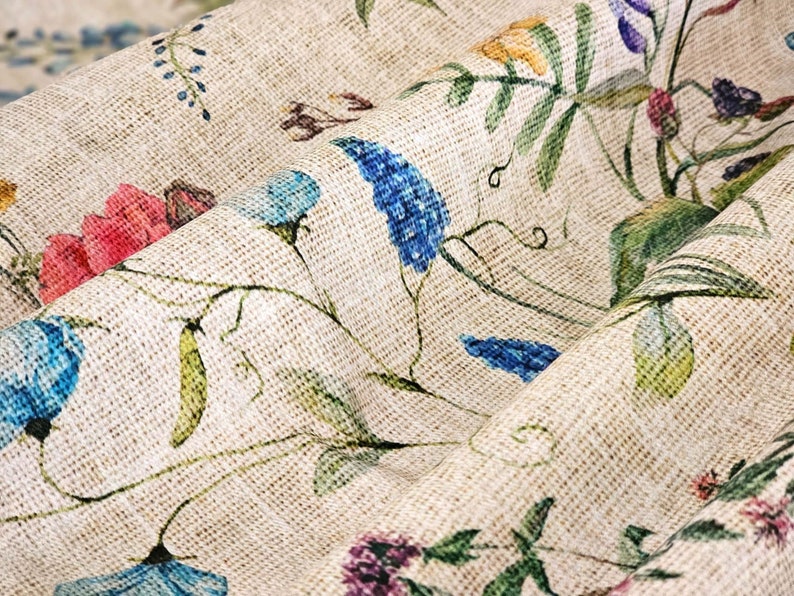 AMELIE French Country Wildflowers Berries Rectangular Tablecloth Acrylic Cotton Coated Wipe Off Fabric Indoor Outdoor Party Table Decor image 10