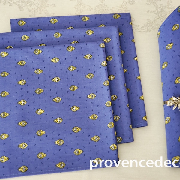 BASTIDE BLUE ALLOVER French Decorative Napkin Set - High Quality Soft Absorbent Printed Cotton - French Provence Marat Table Home Decor Gift