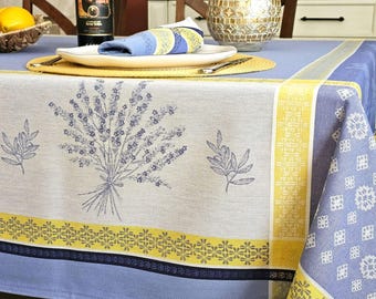 OLIVE LAVENDER Blue French Jacquard Tablecloth Woven Reversible Provence Farmhouse Dining Decor Elegant French Country Table Linen Home Gift