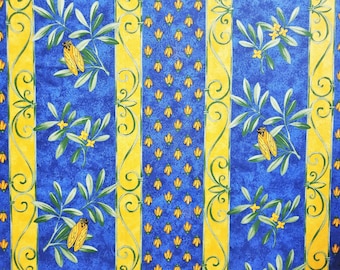 CIGALE DE PROVENCE Fabric by the Yard 60in wide Acrylic Cotton Coated - French Oilcloth Wipeable Stain Resistant Material Cloths and Crafts