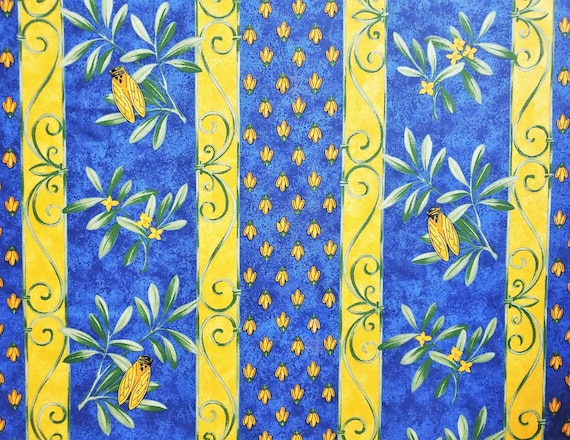 CIGALE DE PROVENCE Fabric by the Yard 60in wide Acrylic Cotton Coated - French Oilcloth Wipeable Stain Resistant Material Cloths and Crafts