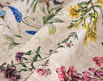 AMELIE WILDFLOWERS Fabric by the Yard 60in wide Acrylic Coated French Oilcloth Wipe Off Stains Cloth Home Projects DYI Arts Craft Material