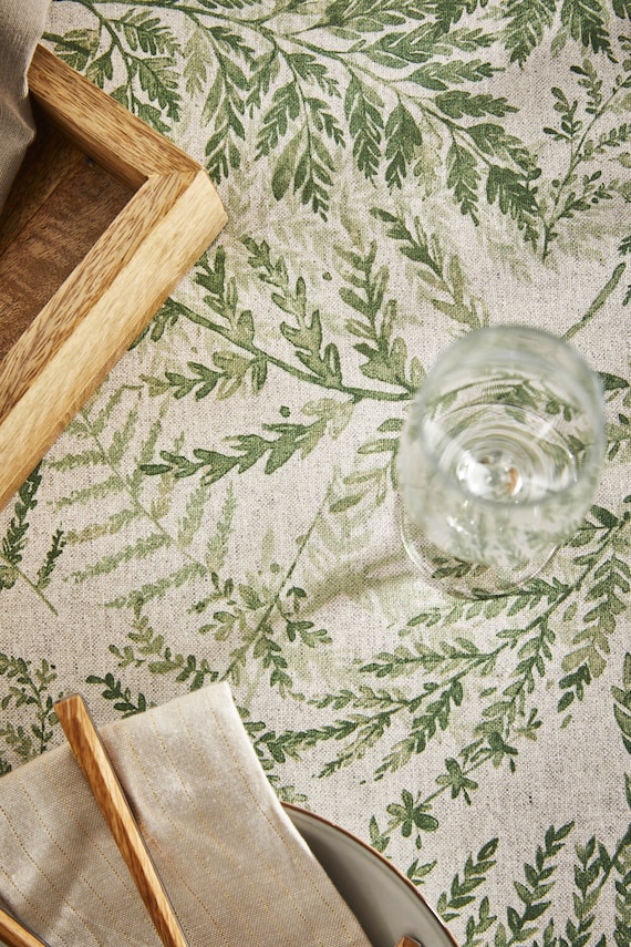 ZEN GARDEN Fabric by the Yard 61in wide Acrylic Cotton Coated - French Oilcloth Stain Resistant Wipeable Material Easy Home Arts Crafts