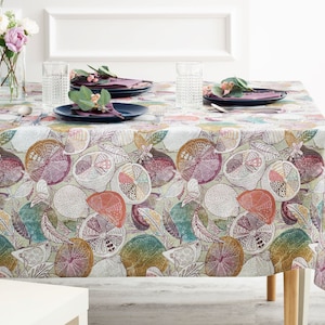 On Sale! TUTTI FRUTTI Rectangular Tablecloth French Oilcloth Cotton Coated Easy Clean Rectangle Fabric Indoor Outdoor Dining Kitchen Table