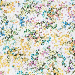 FLEURINE WILDFLOWERS Fabric SAMPLE French Oilcloth Acrylic Cotton Coated Wipe Off Stain Resistant Material for Outdoor Home Arts and Crafts