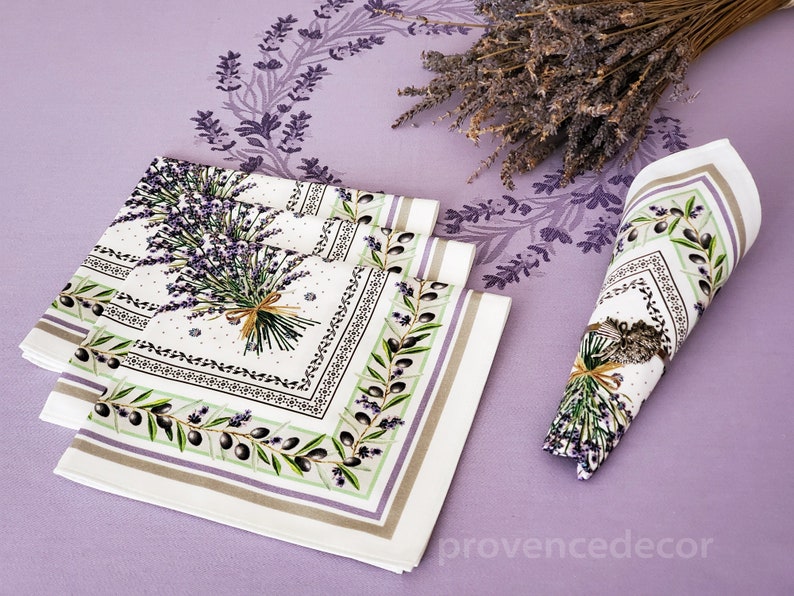 PROVENCE LAVENDER NATURAL French Decorative Napkin Set High Quality Absorbent Soft Printed Cotton Napkins Flowers Table Home Decor Gifts imagem 1