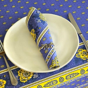 BASTIDE BLUE STRIPED Napkin Set French Country Cloth Napkin Blue Yellow Table Decor Provence Style Kitchen Accent Summer Gift Hostess Linen image 3