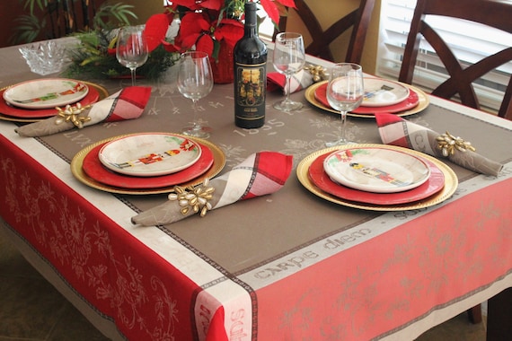 CARPE DIEM YELLOW French Jacquard Woven Teflon Cotton Coated Tablecloths Fall Thanksgiving Party Table Decor French Home Decor Gifts