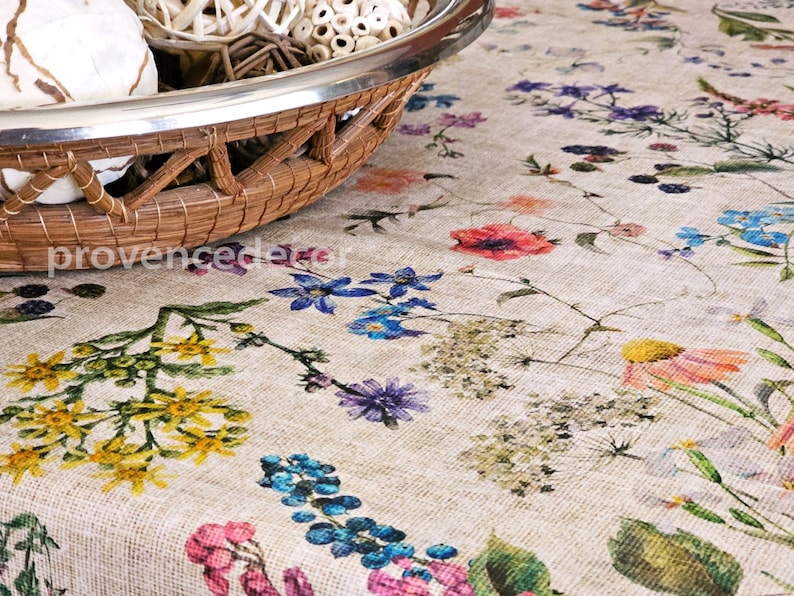 AMELIE WILDFLOWERS Rectangle Coated Tablecloth French Oilcloth Wipeable Fabric Rectangular Table Cover Wedding Birthday Party Gifts imagen 7
