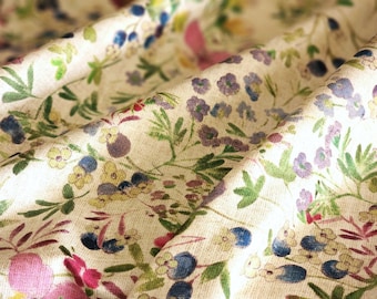 LUANA WILDFLOWERS Fabric by the Yard 61in wide Acrylic Cotton Coated - French Oil cloth Stain Water Resistant Wipe Off Material Home Crafts