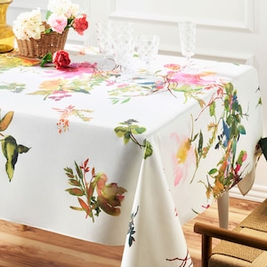 On Sale! CLAIRE FLORAL Rectangle Coated Tablecloth French Oilcloth Wipe Off Fabric Floral Rectangular Table Decor Kitchen Dining Home Gifts
