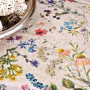 AMELIE WILDFLOWERS Rectangle Coated Tablecloth French Oilcloth Wipeable Fabric Rectangular Table Cover Wedding Birthday Party Gifts imagen 6